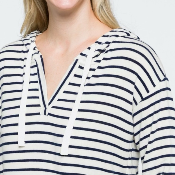 Women’s Hoodie Sweatshirt Top Jersey  Size M  Striped Lightweight - Picture 6 of 6